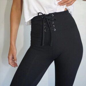 LNA Clothing Black Dovie Lace Up Legging $165 Size XS Leggings Pull On Minimal •